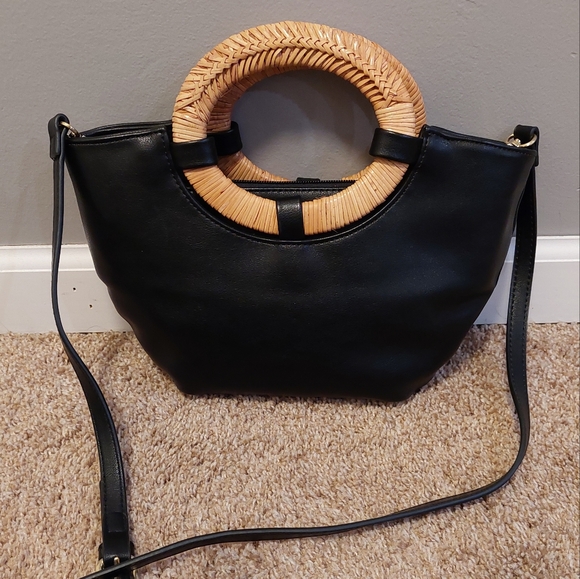 ❤️SALE! ANTHROPOLOGIE Natalia Wicker-Handled Small Tote 2 in 1 Convertible Bag - Picture 2 of 13